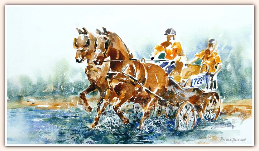 Paarden-tweespan nov. 2006, aquarel 60 x 33 cm, 2006